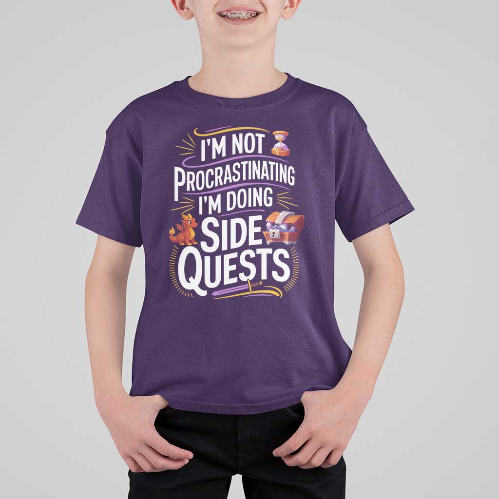 Funny I Am Not Procrastinating I Am Doing Side Quests T Shirt For Kid Fantasy RPG Gamer - Wonder Print Shop
