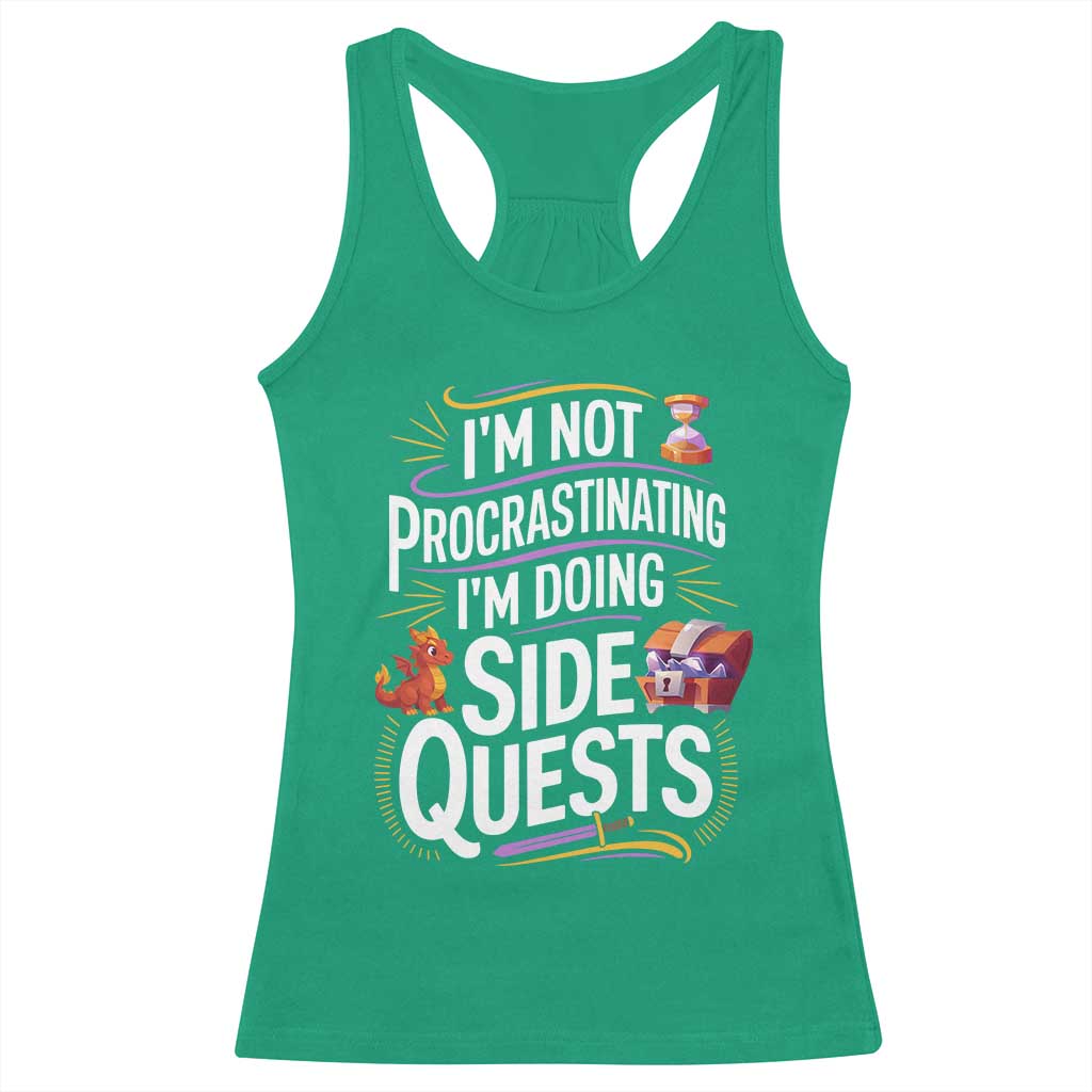 Funny I Am Not Procrastinating I Am Doing Side Quests Racerback Tank Top Fantasy RPG Gamer - Wonder Print Shop