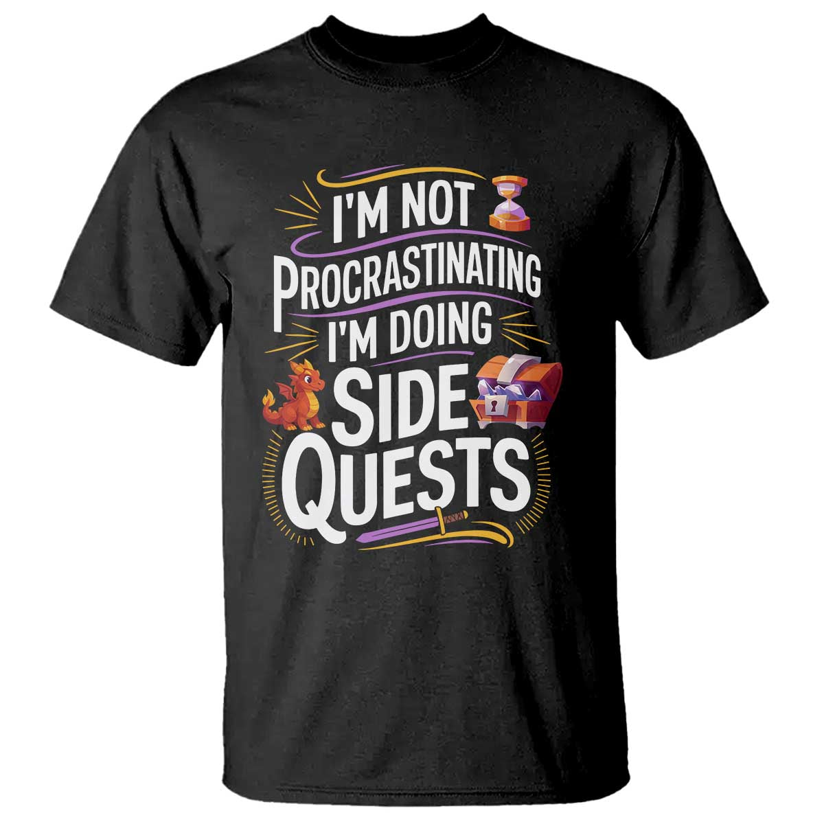 Funny I Am Not Procrastinating I Am Doing Side Quests T Shirt Fantasy RPG Gamer - Wonder Print Shop