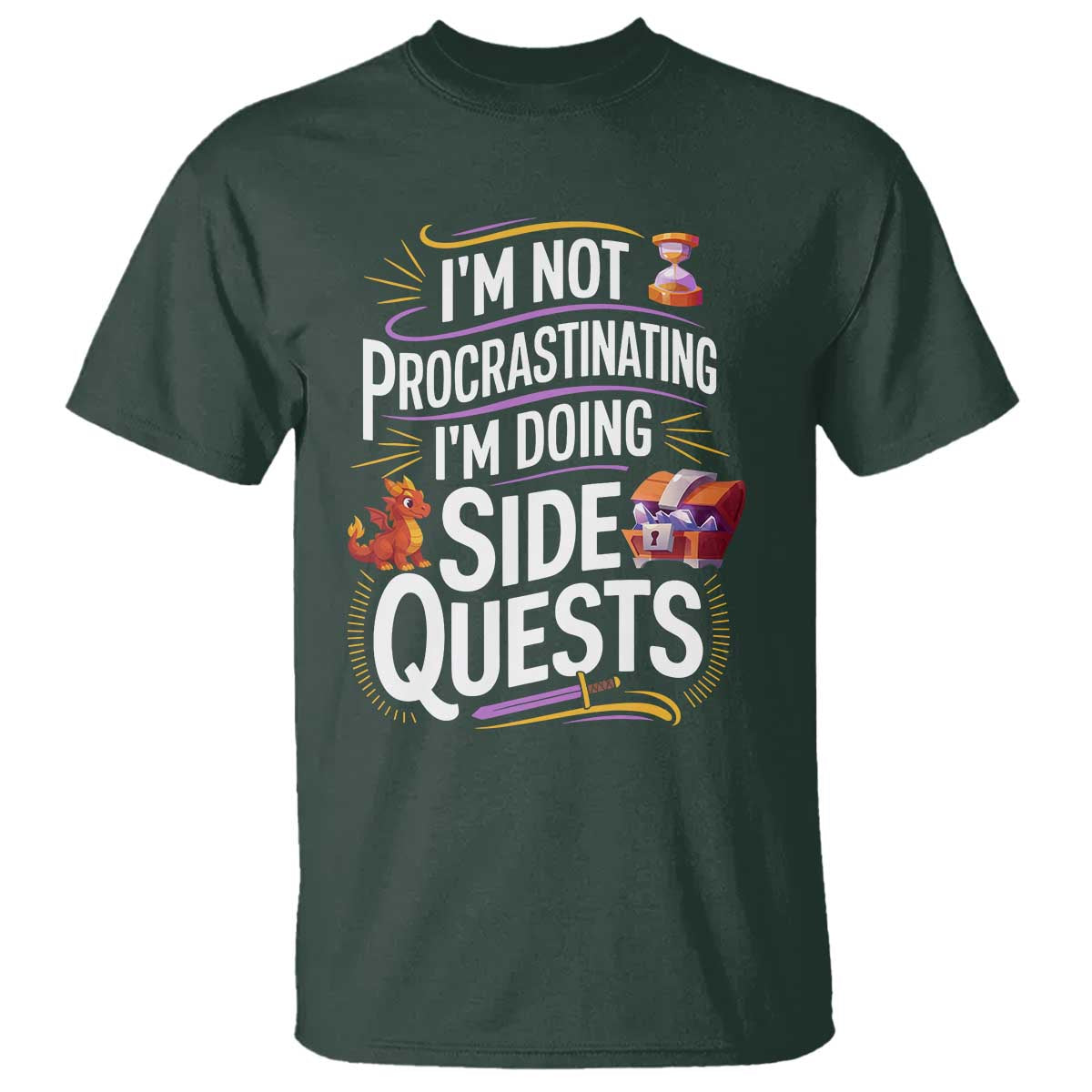 Funny I Am Not Procrastinating I Am Doing Side Quests T Shirt Fantasy RPG Gamer - Wonder Print Shop
