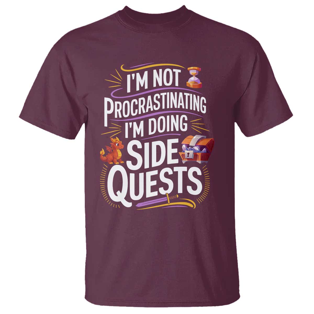 Funny I Am Not Procrastinating I Am Doing Side Quests T Shirt Fantasy RPG Gamer - Wonder Print Shop
