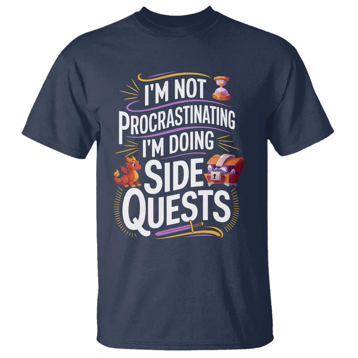 Funny I Am Not Procrastinating I Am Doing Side Quests T Shirt Fantasy RPG Gamer - Wonder Print Shop