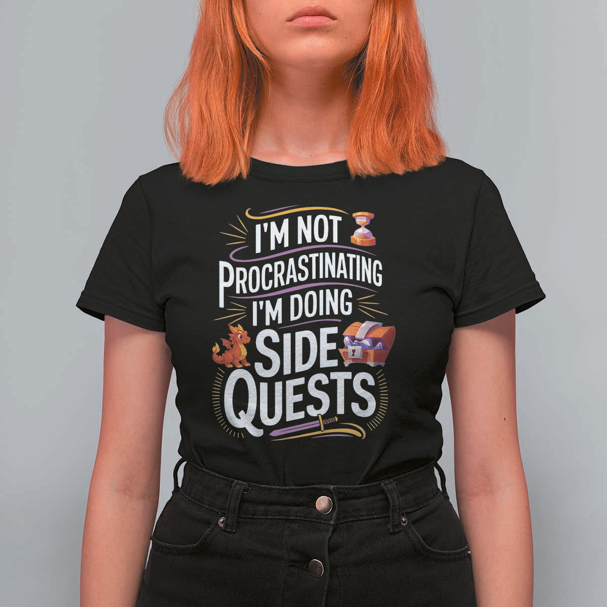 Funny I Am Not Procrastinating I Am Doing Side Quests T Shirt For Women Fantasy RPG Gamer - Wonder Print Shop