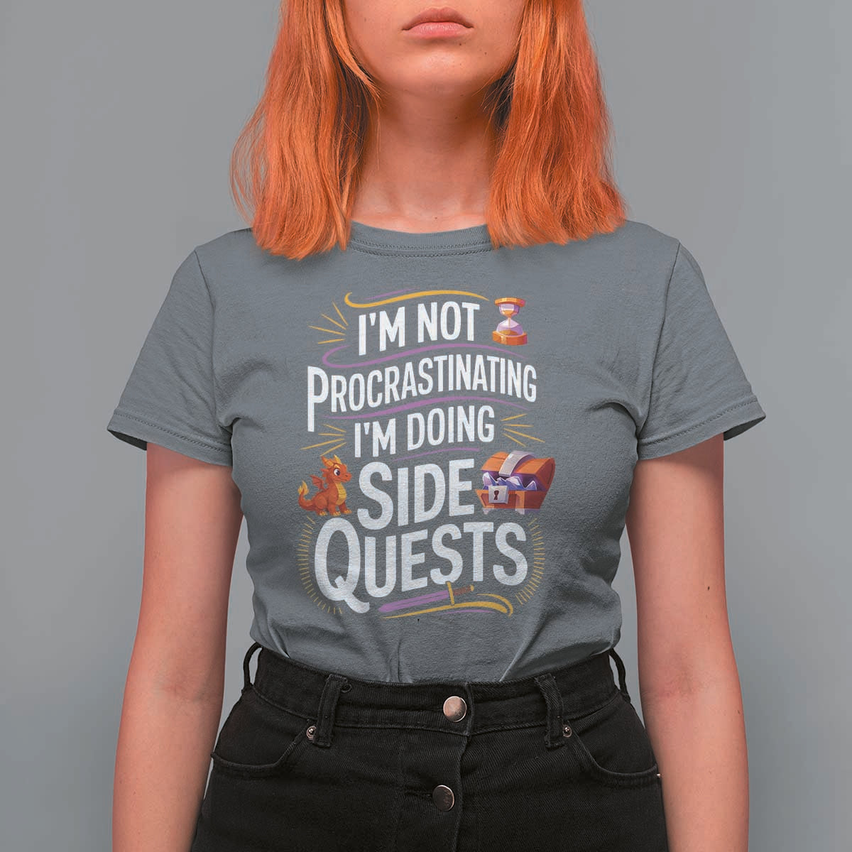Funny I Am Not Procrastinating I Am Doing Side Quests T Shirt For Women Fantasy RPG Gamer - Wonder Print Shop
