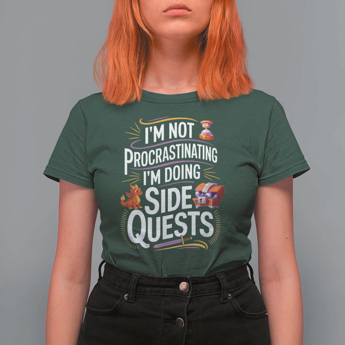 Funny I Am Not Procrastinating I Am Doing Side Quests T Shirt For Women Fantasy RPG Gamer - Wonder Print Shop