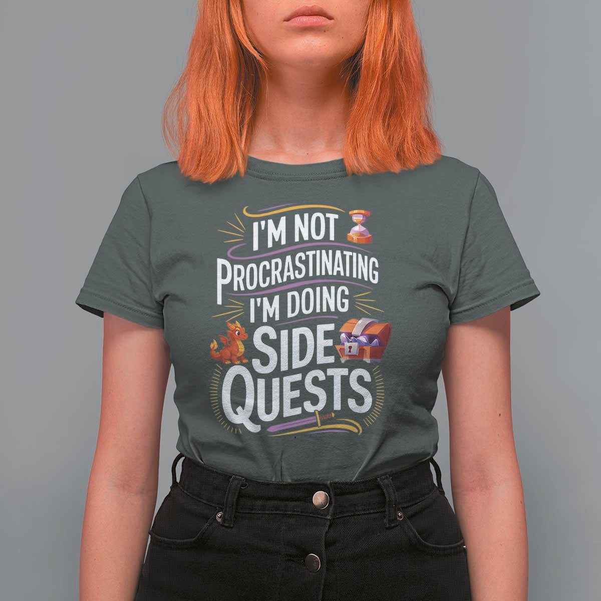 Funny I Am Not Procrastinating I Am Doing Side Quests T Shirt For Women Fantasy RPG Gamer - Wonder Print Shop