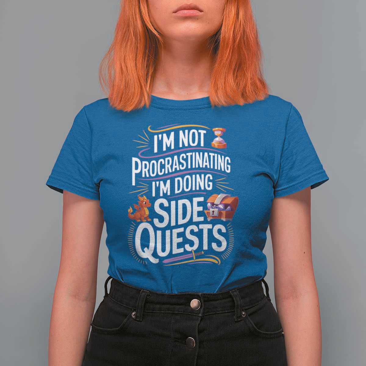 Funny I Am Not Procrastinating I Am Doing Side Quests T Shirt For Women Fantasy RPG Gamer - Wonder Print Shop