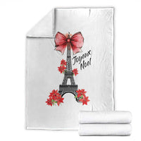 Joyeux Noel Eiffel Tower Throw Blanket Christmas In French Coquette Bow - Wonder Print Shop