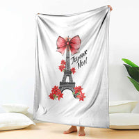Joyeux Noel Eiffel Tower Throw Blanket Christmas In French Coquette Bow - Wonder Print Shop