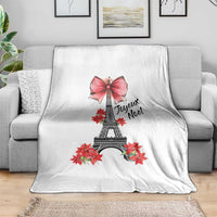 Joyeux Noel Eiffel Tower Throw Blanket Christmas In French Coquette Bow - Wonder Print Shop