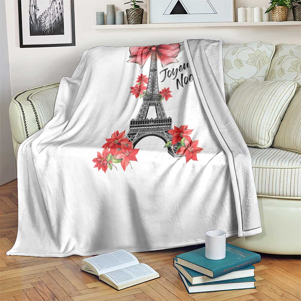 Joyeux Noel Eiffel Tower Throw Blanket Christmas In French Coquette Bow - Wonder Print Shop
