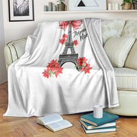 Joyeux Noel Eiffel Tower Throw Blanket Christmas In French Coquette Bow - Wonder Print Shop