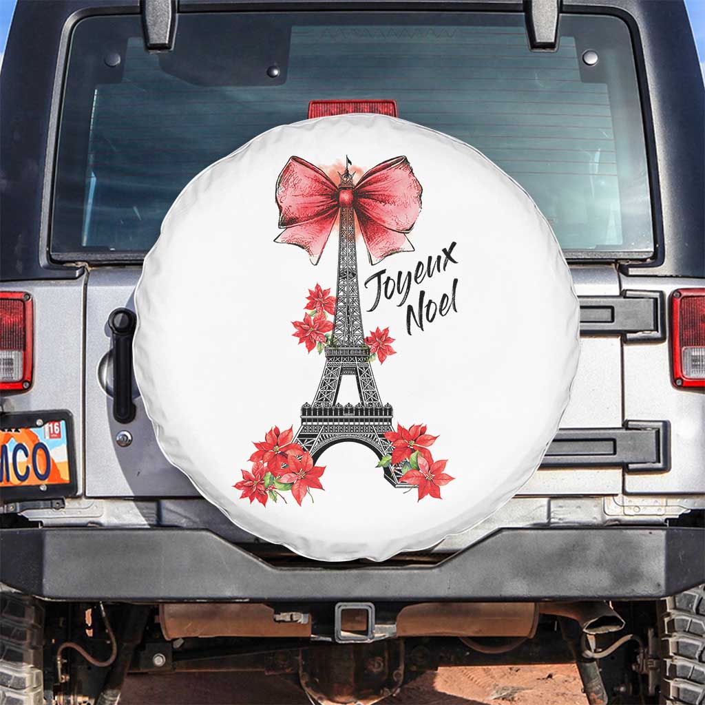 Joyeux Noel Eiffel Tower Spare Tire Cover Christmas In French Coquette Bow - Wonder Print Shop