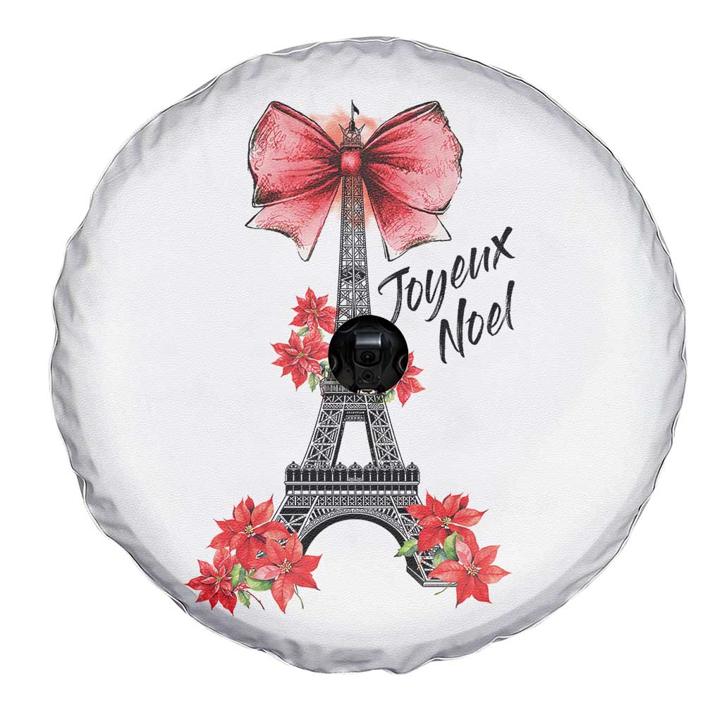 Joyeux Noel Eiffel Tower Spare Tire Cover Christmas In French Coquette Bow - Wonder Print Shop