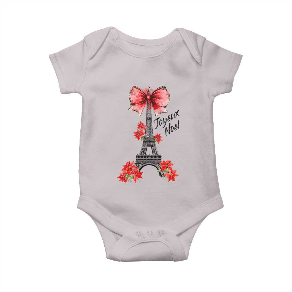 Joyeux Noel Eiffel Tower Baby Onesie Christmas In French Coquette Bow - Wonder Print Shop