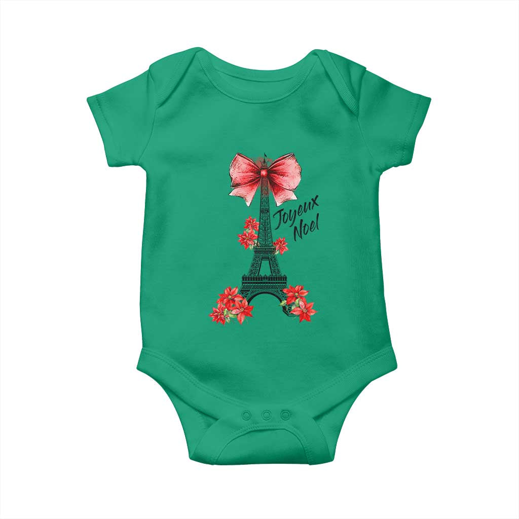 Joyeux Noel Eiffel Tower Baby Onesie Christmas In French Coquette Bow - Wonder Print Shop