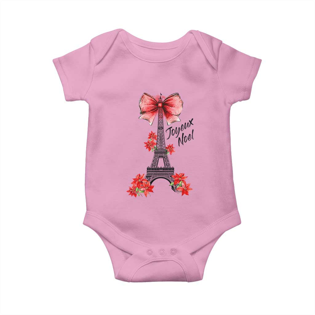 Joyeux Noel Eiffel Tower Baby Onesie Christmas In French Coquette Bow - Wonder Print Shop