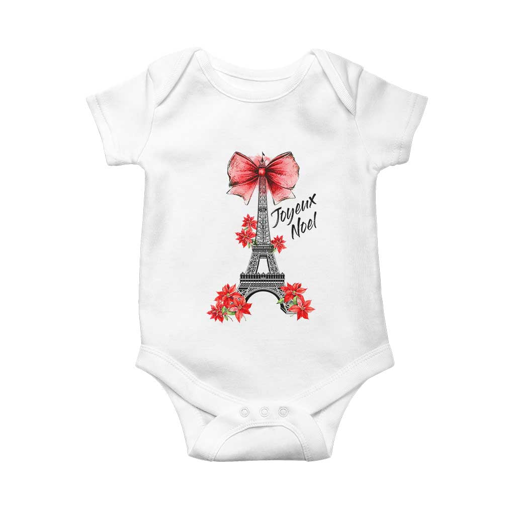 Joyeux Noel Eiffel Tower Baby Onesie Christmas In French Coquette Bow - Wonder Print Shop