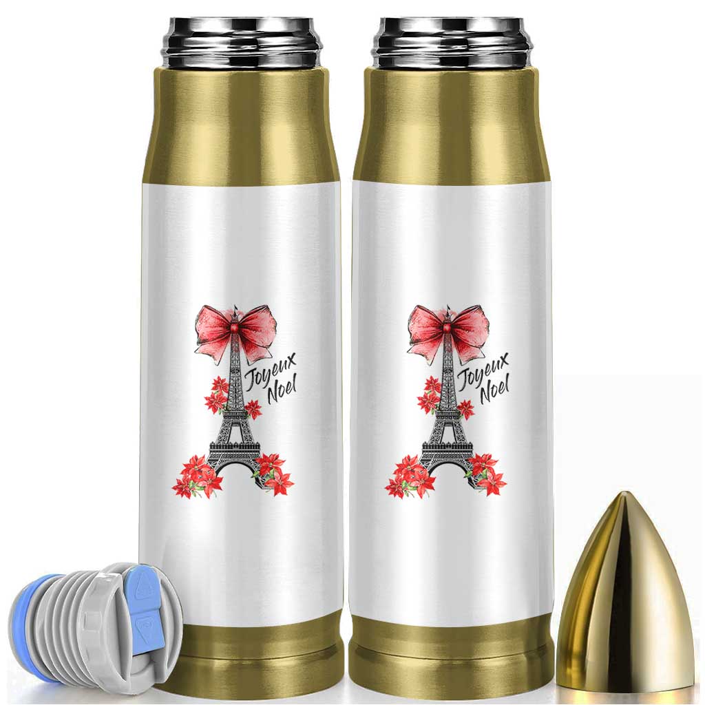 Joyeux Noel Eiffel Tower Bullet Tumbler Christmas In French Coquette Bow - Wonder Print Shop