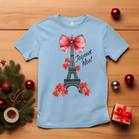 Joyeux Noel Eiffel Tower T Shirt Christmas In French Coquette Bow - Wonder Print Shop