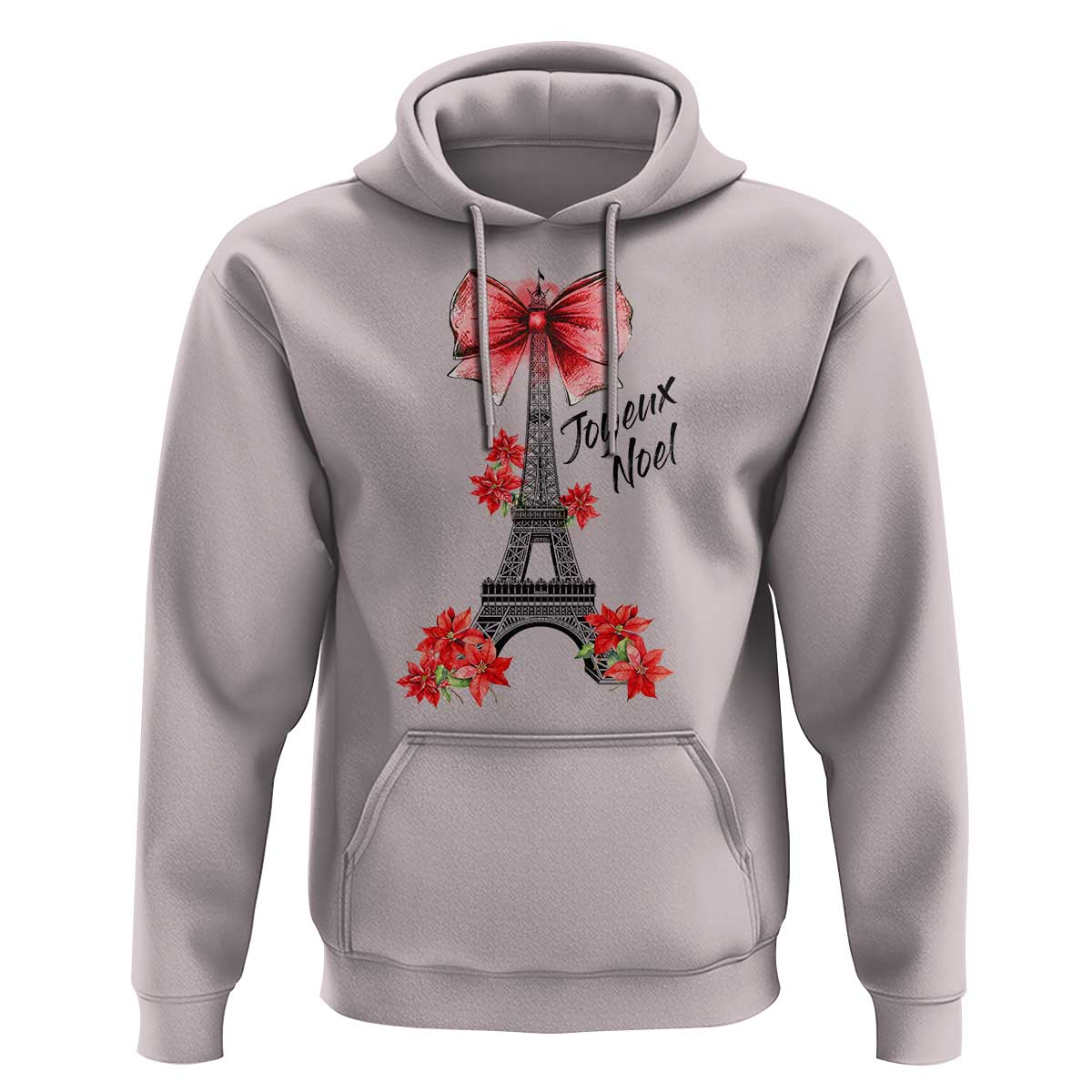 Joyeux Noel Eiffel Tower Hoodie Christmas In French Coquette Bow - Wonder Print Shop