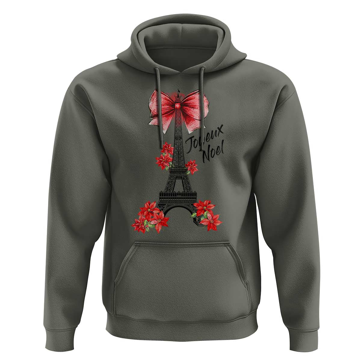 Joyeux Noel Eiffel Tower Hoodie Christmas In French Coquette Bow - Wonder Print Shop