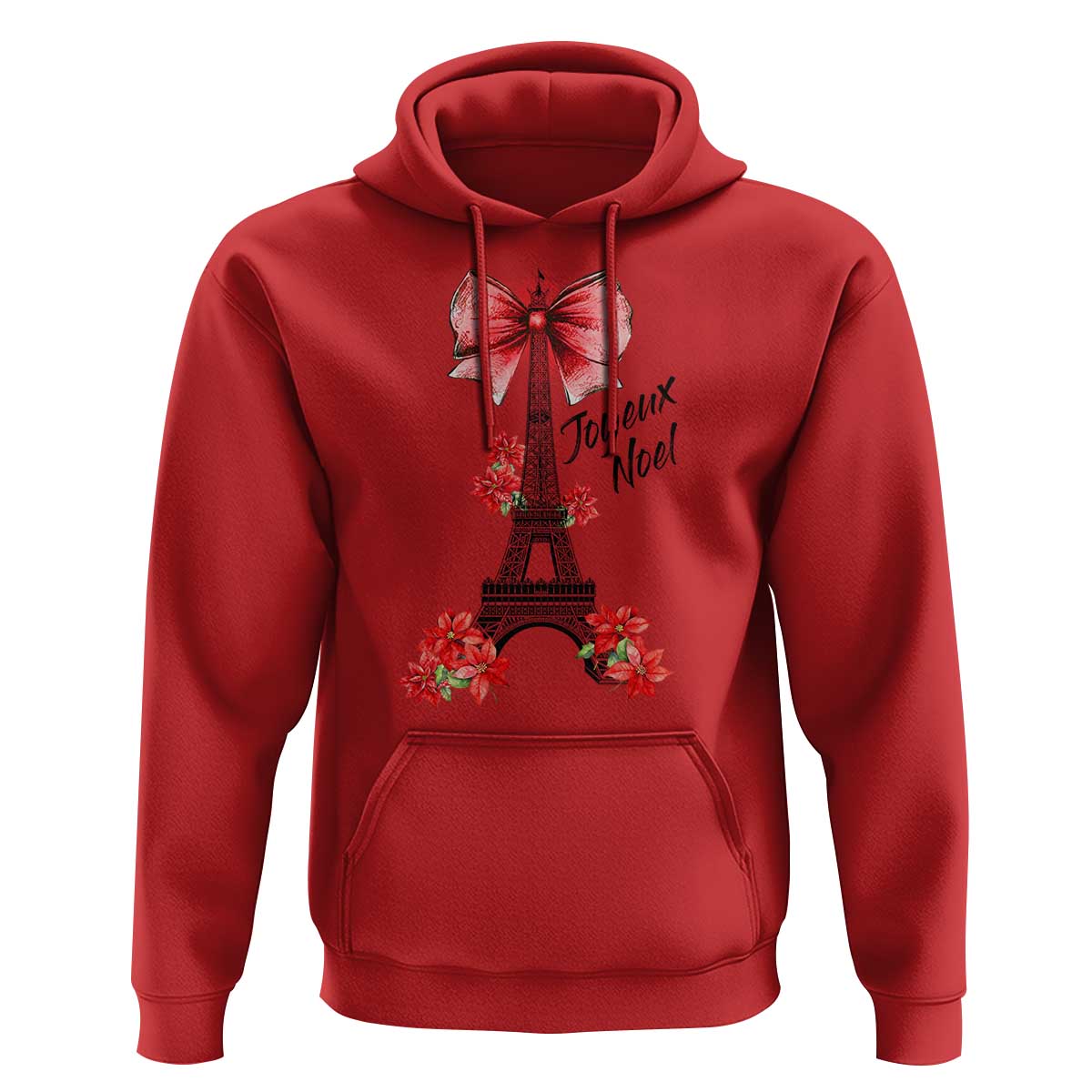 Joyeux Noel Eiffel Tower Hoodie Christmas In French Coquette Bow - Wonder Print Shop