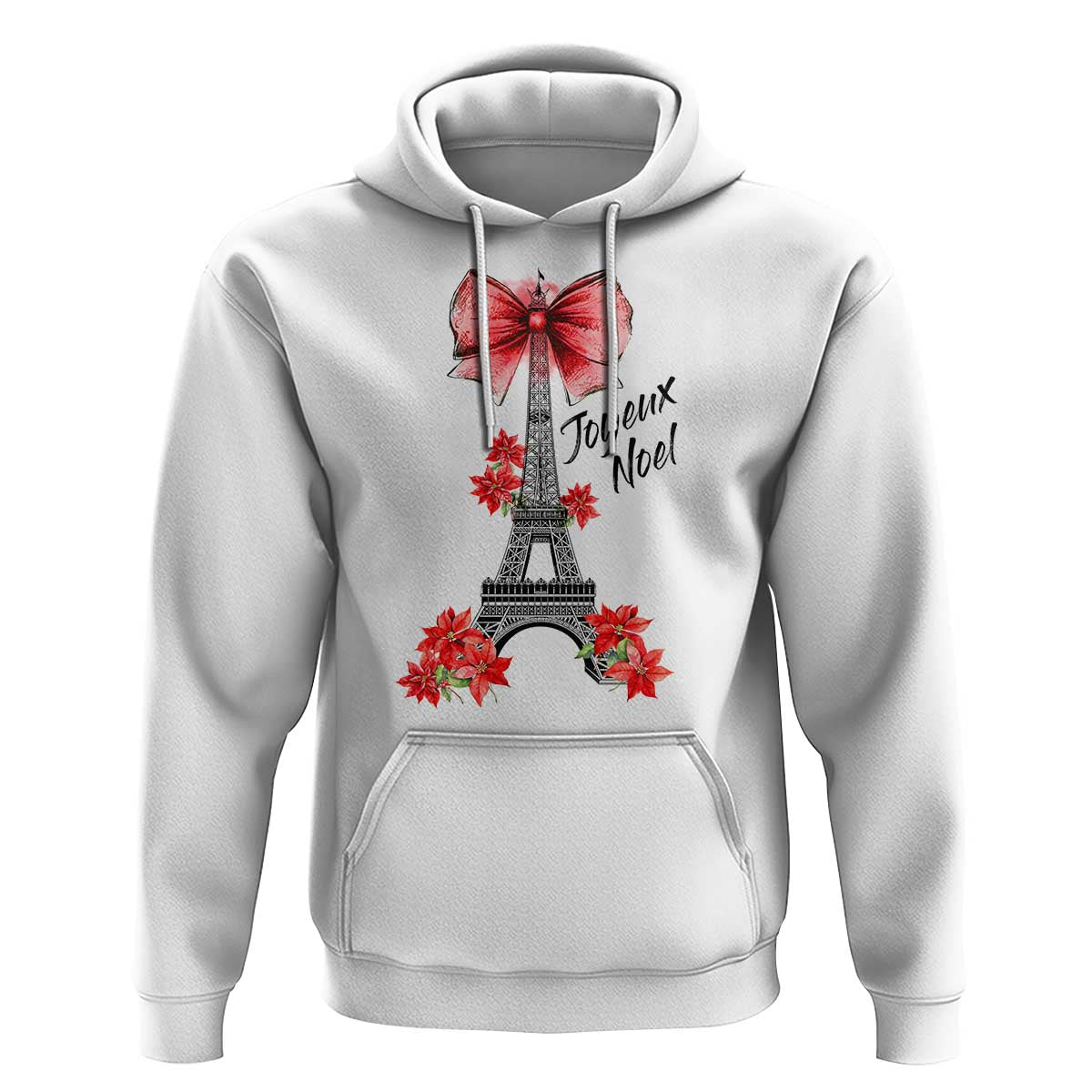 Joyeux Noel Eiffel Tower Hoodie Christmas In French Coquette Bow - Wonder Print Shop