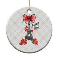 Joyeux Noel Eiffel Tower Ceramic Ornament Christmas In French Coquette Bow - Wonder Print Shop