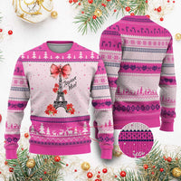 Joyeux Noel Eiffel Tower Ugly Christmas Sweater Xmas In French Coquette Bow - Wonder Print Shop