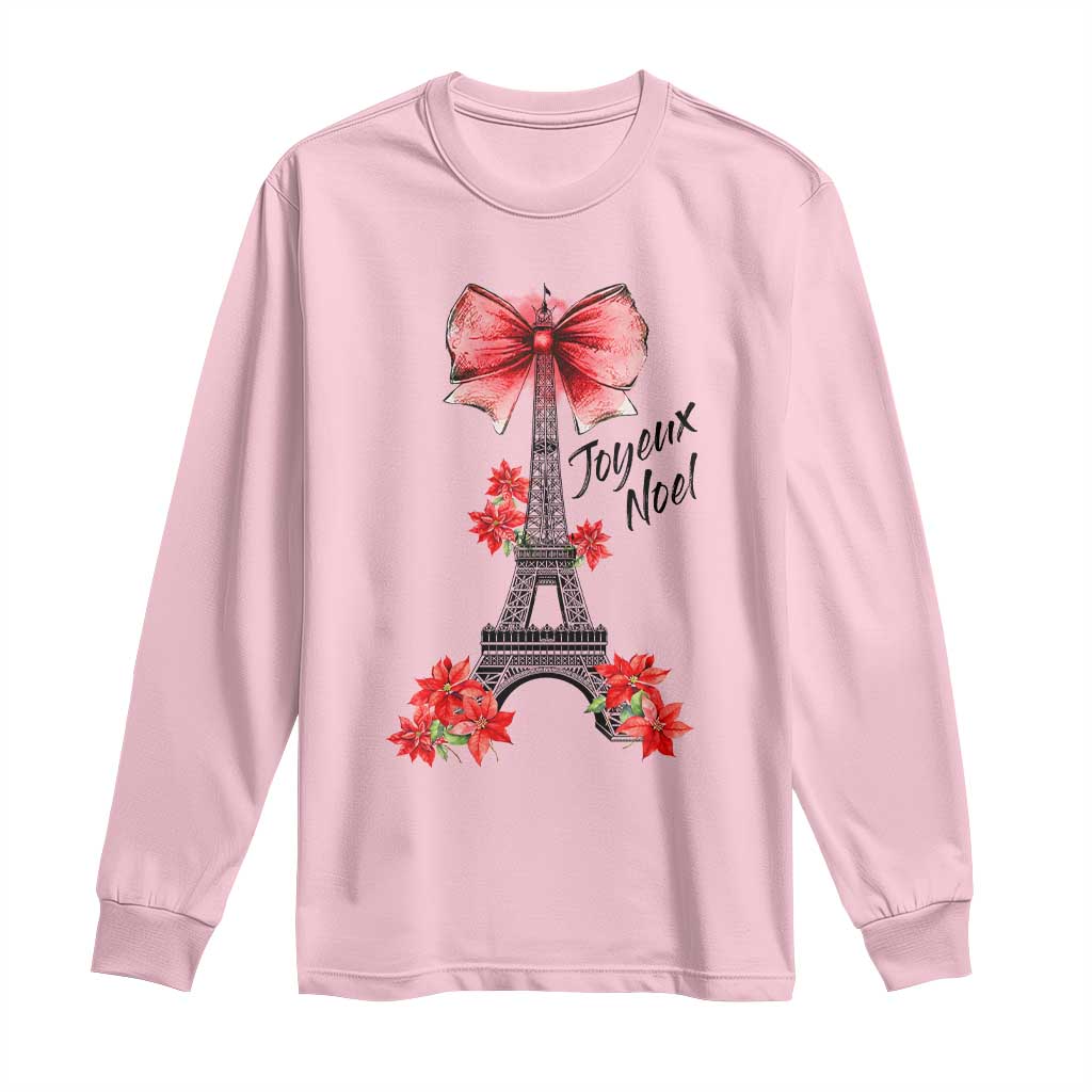 Joyeux Noel Eiffel Tower Long Sleeve Shirt Christmas In French Coquette Bow - Wonder Print Shop