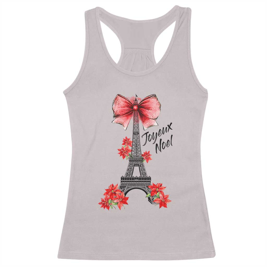 Joyeux Noel Eiffel Tower Racerback Tank Top Christmas In French Coquette Bow - Wonder Print Shop