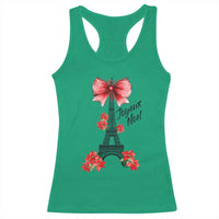 Joyeux Noel Eiffel Tower Racerback Tank Top Christmas In French Coquette Bow - Wonder Print Shop