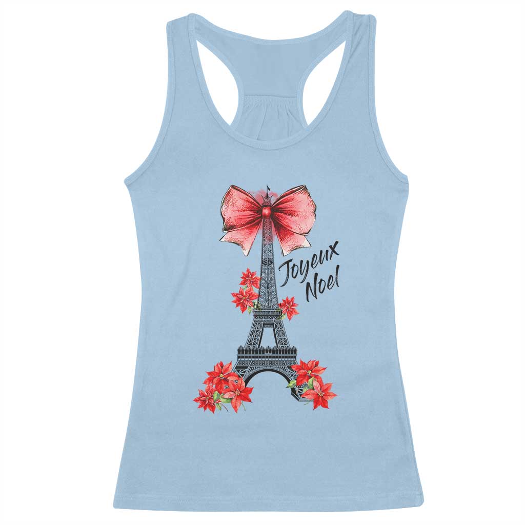 Joyeux Noel Eiffel Tower Racerback Tank Top Christmas In French Coquette Bow - Wonder Print Shop