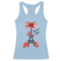 Joyeux Noel Eiffel Tower Racerback Tank Top Christmas In French Coquette Bow - Wonder Print Shop