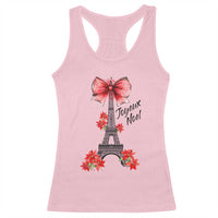 Joyeux Noel Eiffel Tower Racerback Tank Top Christmas In French Coquette Bow - Wonder Print Shop