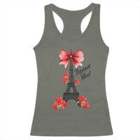 Joyeux Noel Eiffel Tower Racerback Tank Top Christmas In French Coquette Bow - Wonder Print Shop