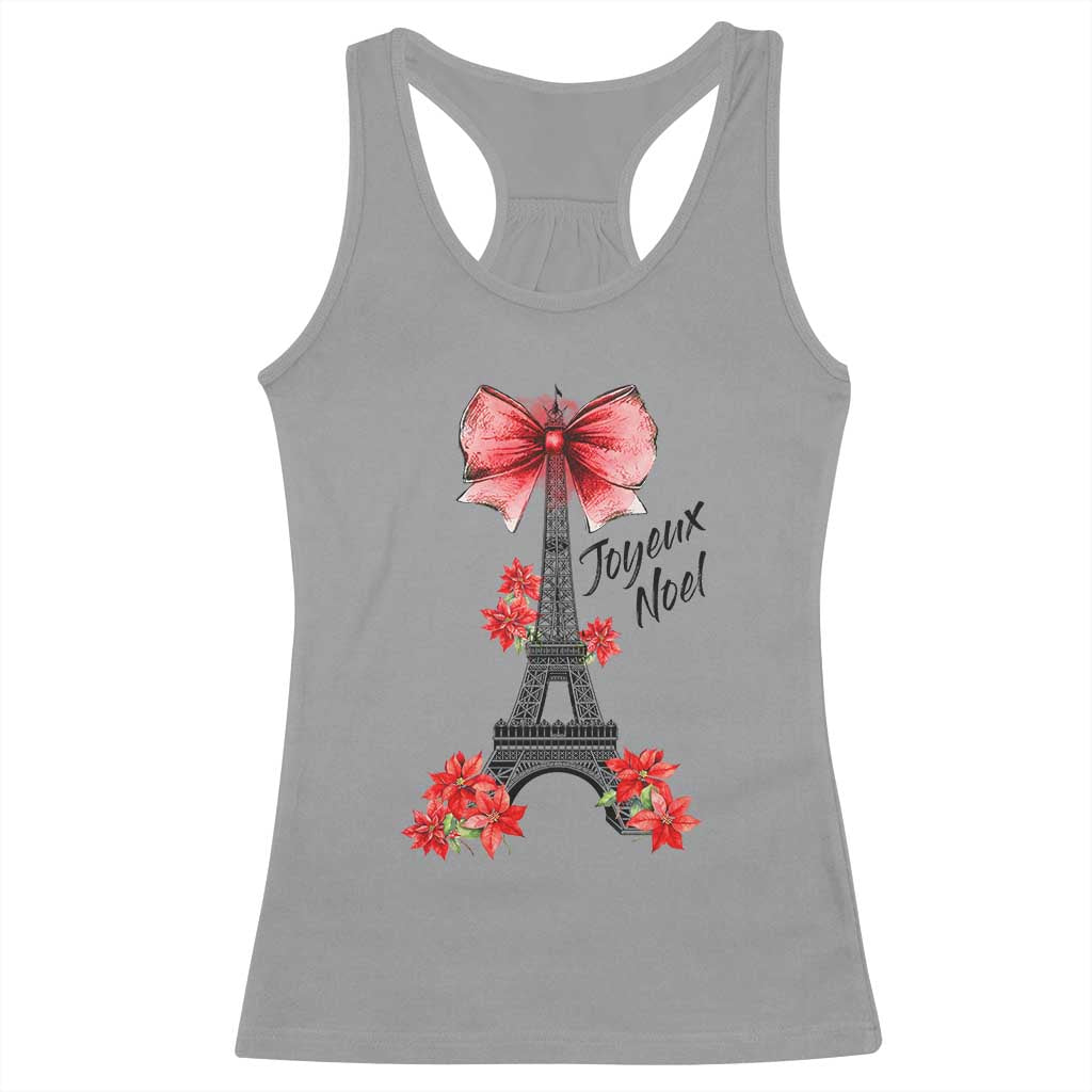 Joyeux Noel Eiffel Tower Racerback Tank Top Christmas In French Coquette Bow - Wonder Print Shop