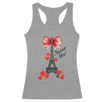 Joyeux Noel Eiffel Tower Racerback Tank Top Christmas In French Coquette Bow - Wonder Print Shop