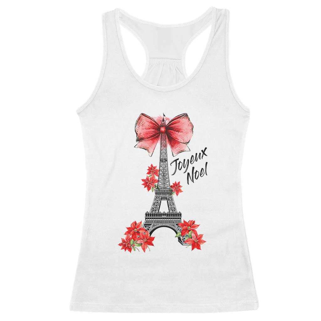 Joyeux Noel Eiffel Tower Racerback Tank Top Christmas In French Coquette Bow - Wonder Print Shop