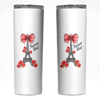Joyeux Noel Eiffel Tower Skinny Tumbler Christmas In French Coquette Bow - Wonder Print Shop