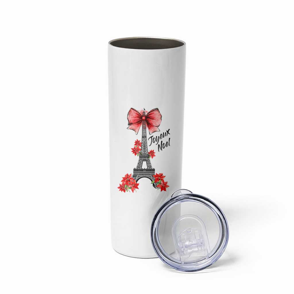 Joyeux Noel Eiffel Tower Skinny Tumbler Christmas In French Coquette Bow - Wonder Print Shop