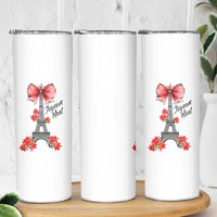 Joyeux Noel Eiffel Tower Skinny Tumbler Christmas In French Coquette Bow - Wonder Print Shop