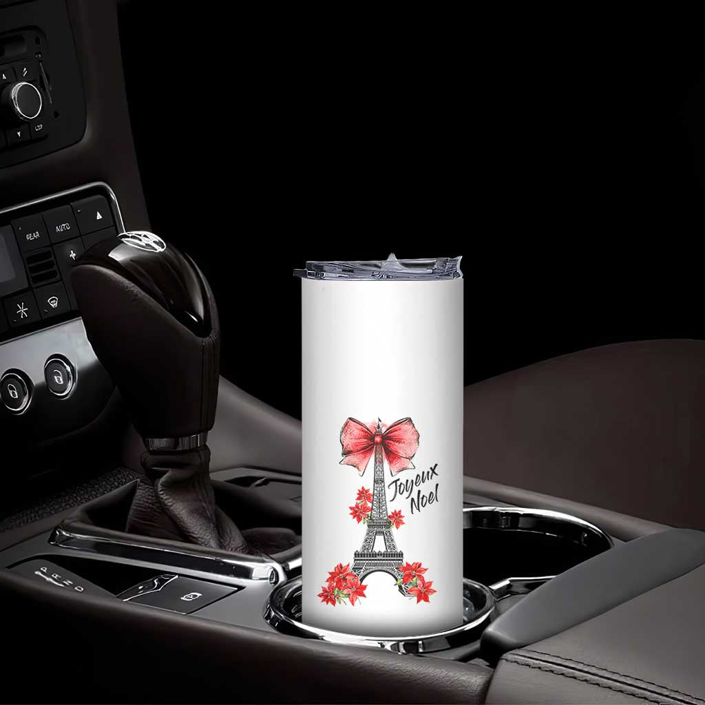 Joyeux Noel Eiffel Tower Skinny Tumbler Christmas In French Coquette Bow - Wonder Print Shop