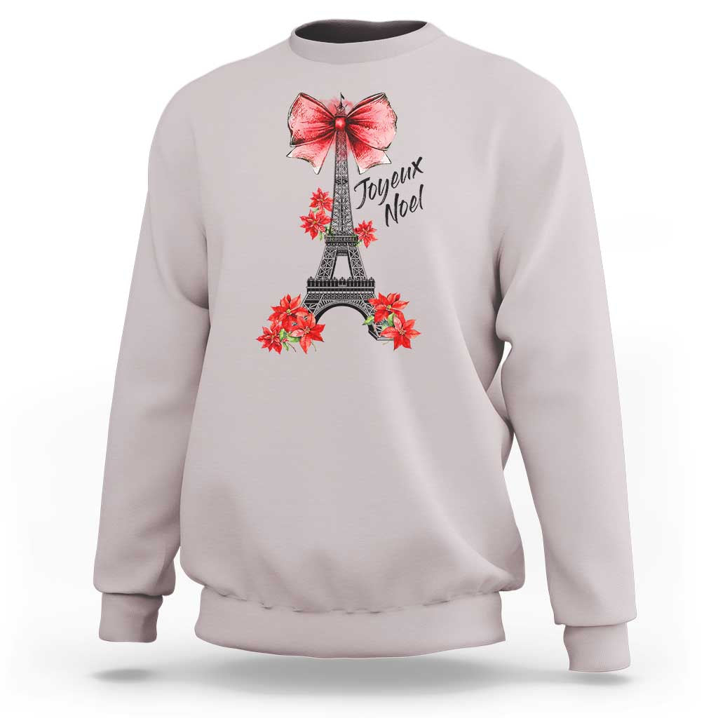 Joyeux Noel Eiffel Tower Sweatshirt Christmas In French Coquette Bow - Wonder Print Shop