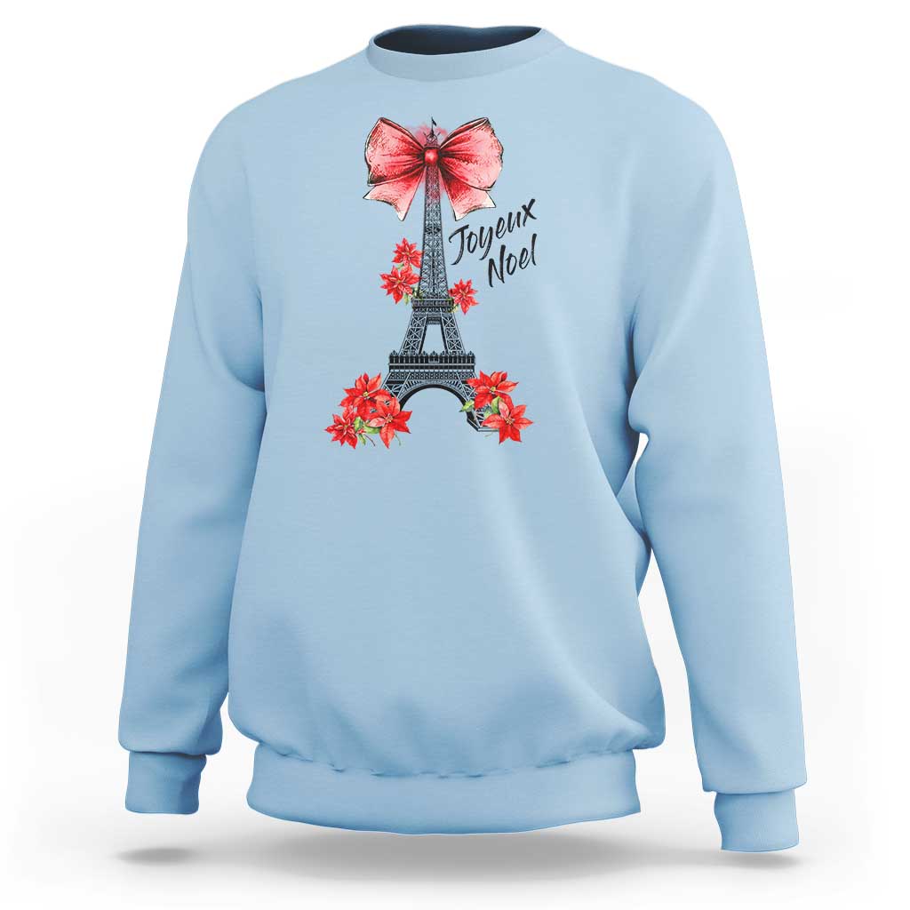 Joyeux Noel Eiffel Tower Sweatshirt Christmas In French Coquette Bow - Wonder Print Shop