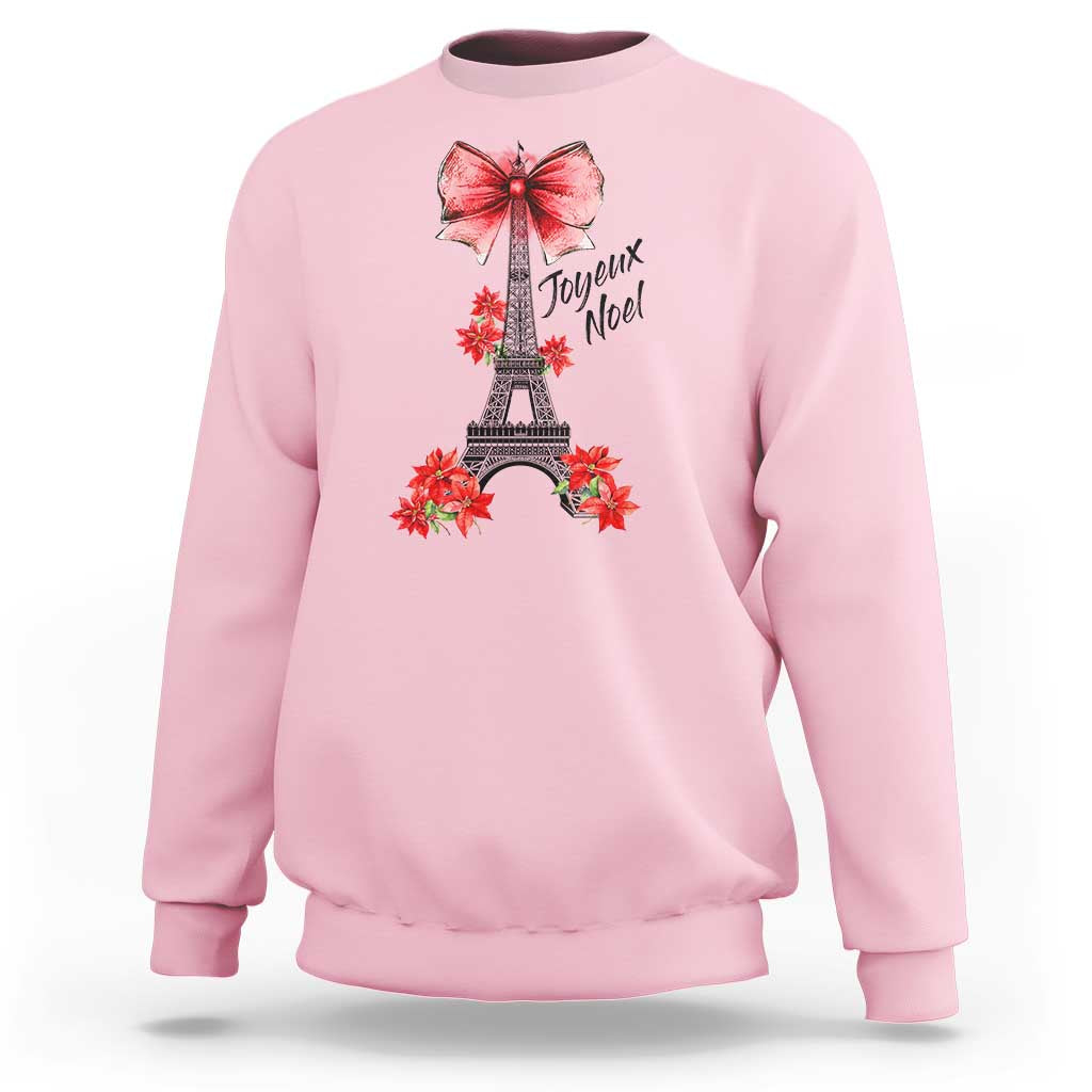 Joyeux Noel Eiffel Tower Sweatshirt Christmas In French Coquette Bow - Wonder Print Shop