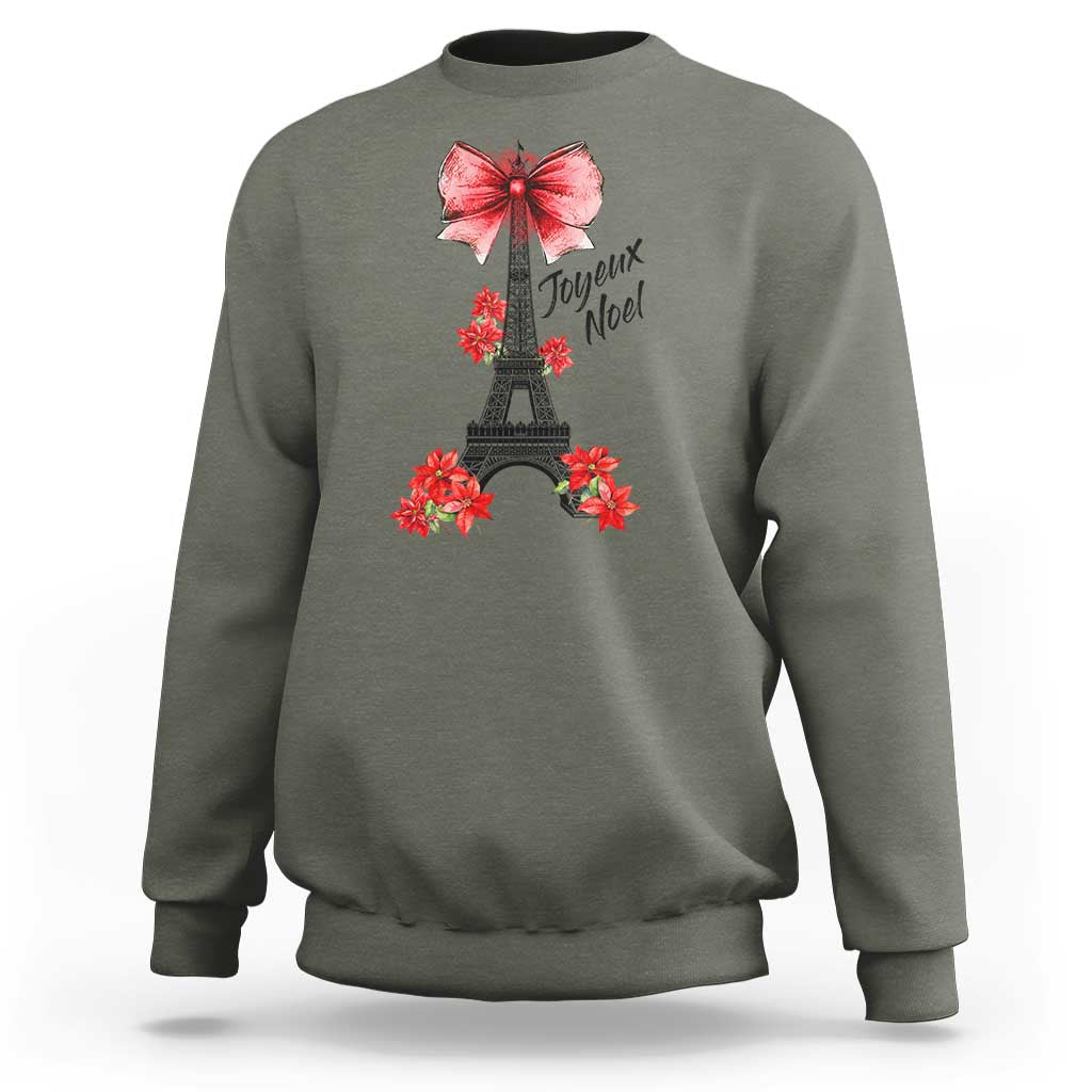 Joyeux Noel Eiffel Tower Sweatshirt Christmas In French Coquette Bow - Wonder Print Shop