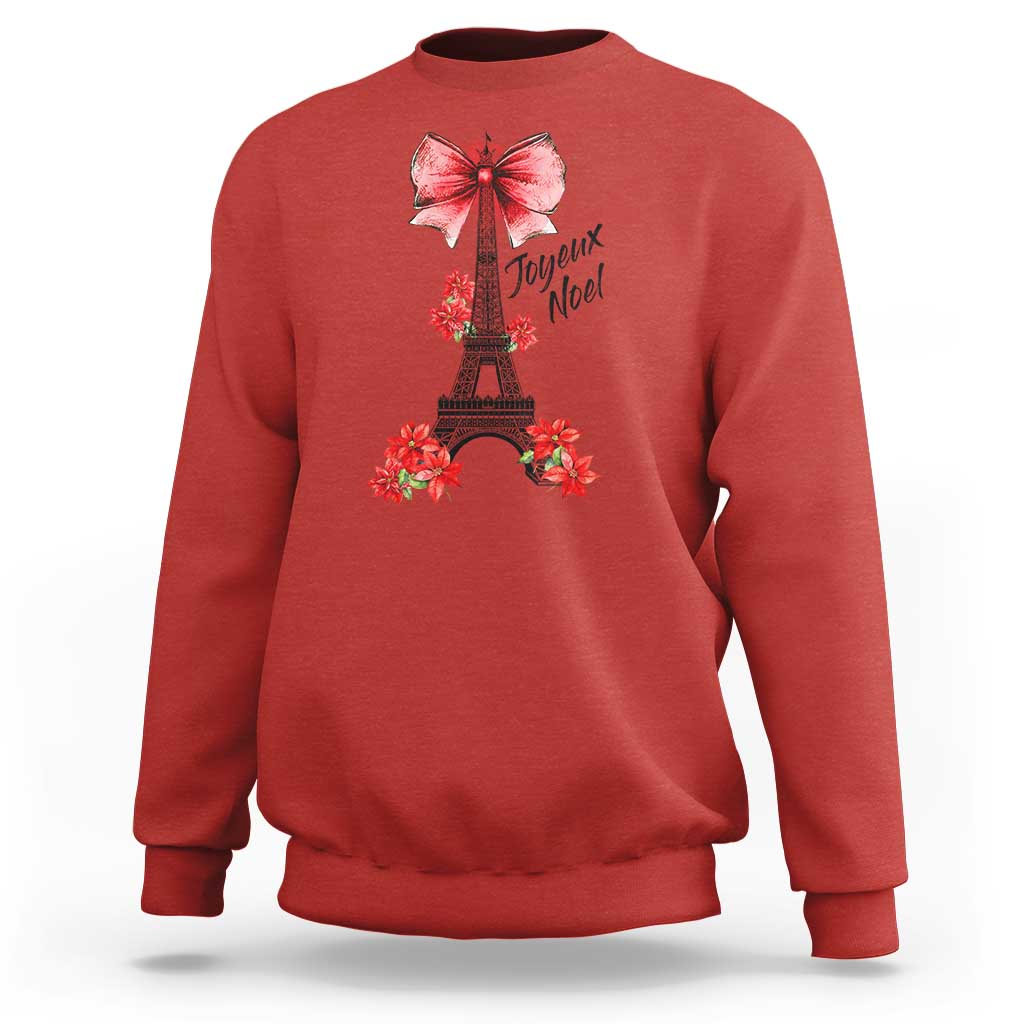 Joyeux Noel Eiffel Tower Sweatshirt Christmas In French Coquette Bow - Wonder Print Shop
