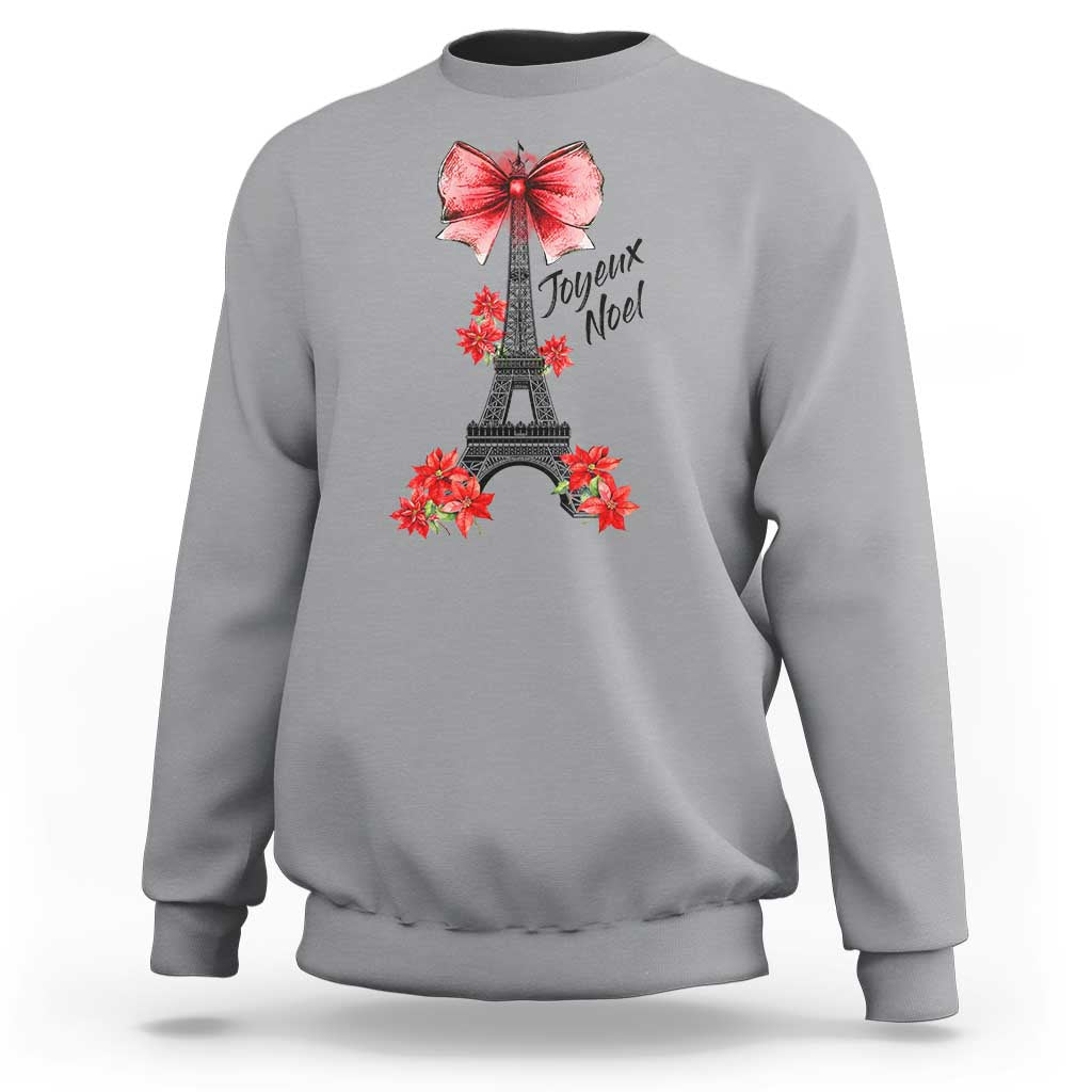 Joyeux Noel Eiffel Tower Sweatshirt Christmas In French Coquette Bow - Wonder Print Shop